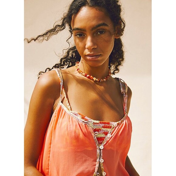 NWOT Free People Intimately Bali Sweet Nothing Mini Slip Dress Top Coral SMALL - Picture 3 of 12